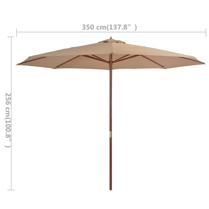 Garden Parasol with Wooden Pole 350 cm Taupe