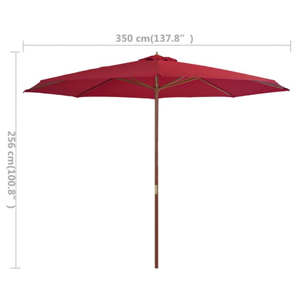 Garden Parasol with Wooden Pole 350 cm Burgundy