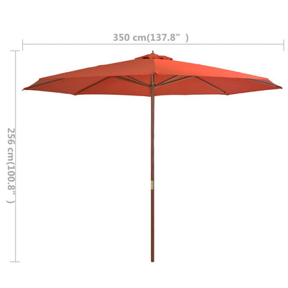 Outdoor Parasol with Wooden Pole 350 cm Terracotta