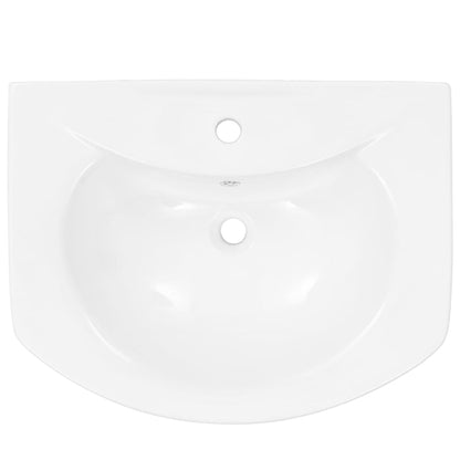 Freestanding Basin with Pedestal Ceramic White 650x520x200 mm