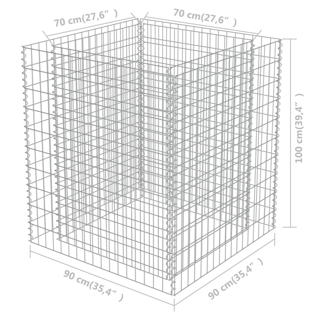 Gabion Raised Bed Galvanised Steel 90x90x100 cm