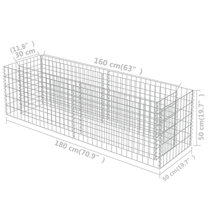 Gabion Raised Bed Galvanised Steel 180x50x50 cm