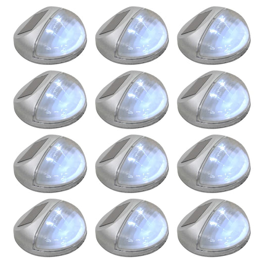 Outdoor Solar Wall Lamps LED 12 pcs Round Silver