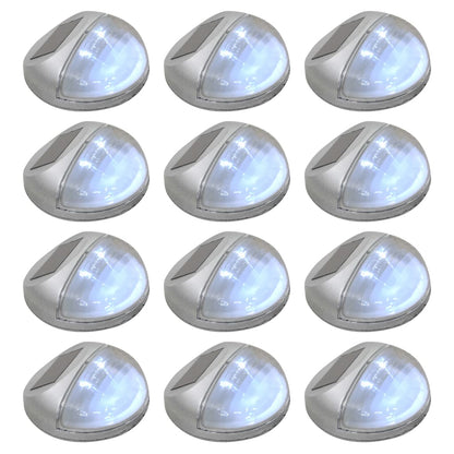 Outdoor Solar Wall Lamps LED 12 pcs Round Silver