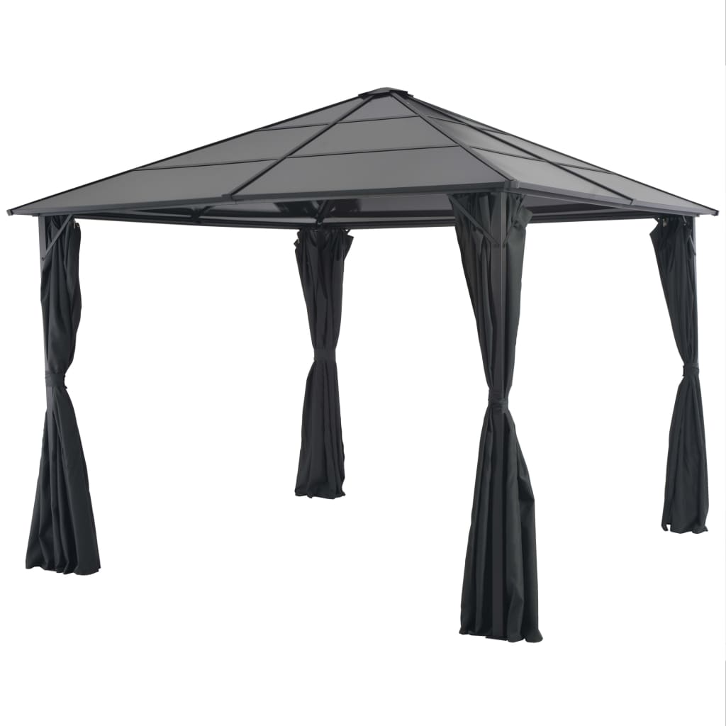 Gazebo with Curtain Aluminium 3x3 m Black