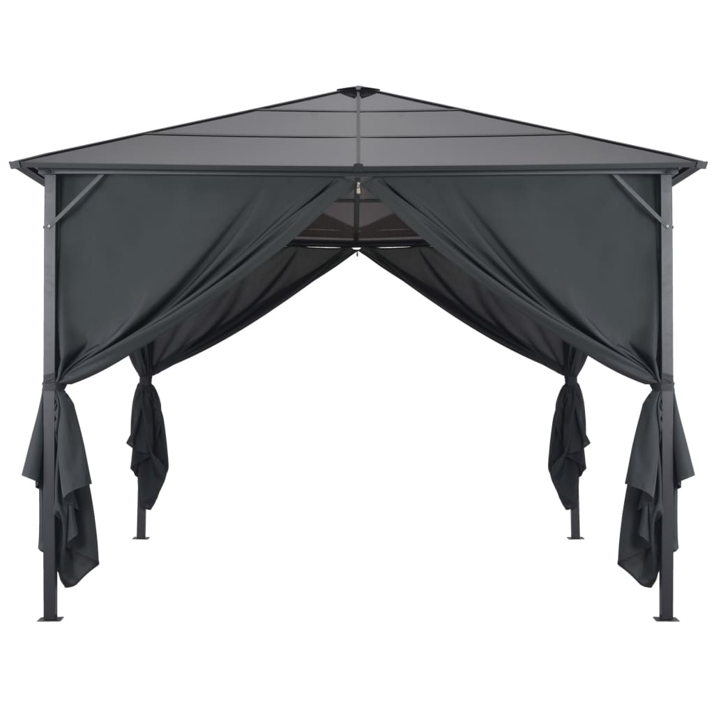 Gazebo with Curtain Aluminium 3x3 m Black