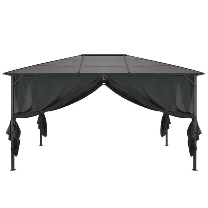 Gazebo with Curtain Aluminium 4x3x2.6 m Black