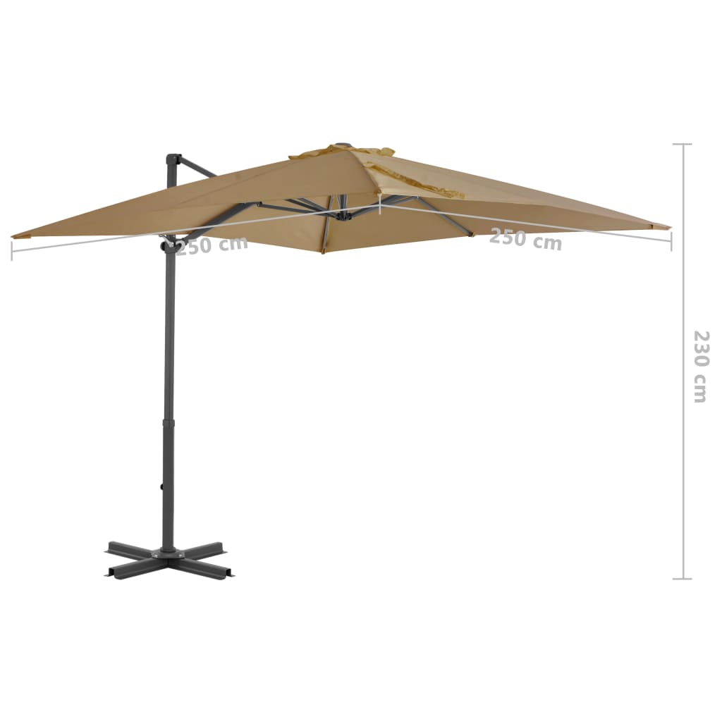 Cantilever Garden Parasol with Aluminium Pole Taupe 250x250 cm