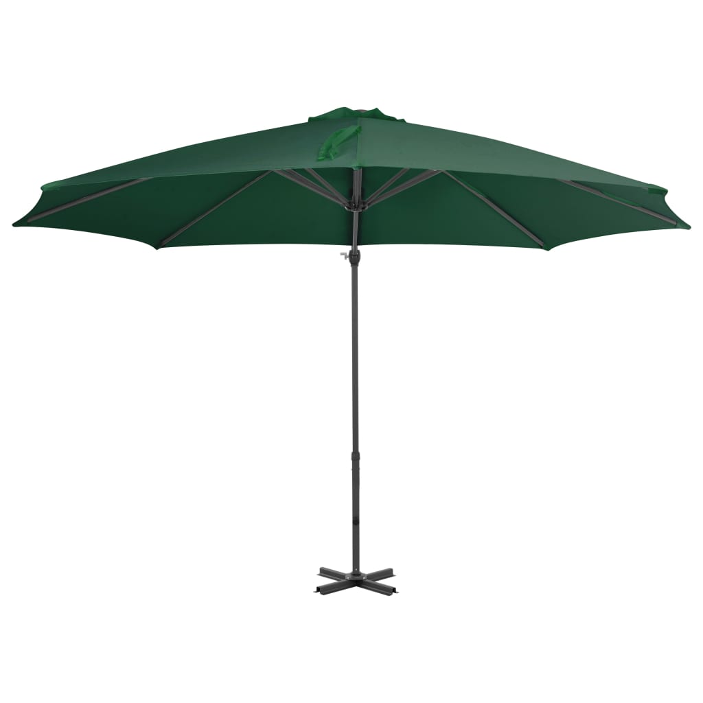 Cantilever Garden Parasol with Aluminium Pole Green 300 cm