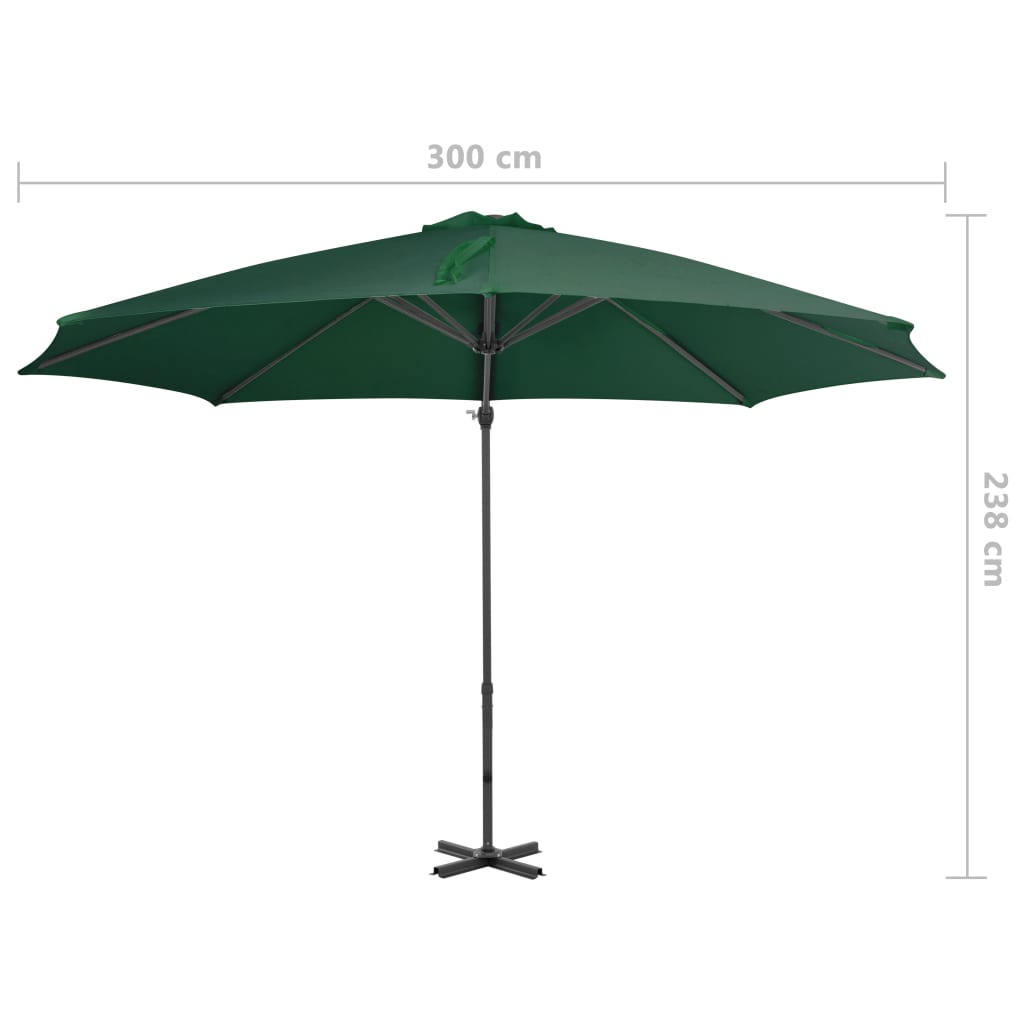 Cantilever Garden Parasol with Aluminium Pole Green 300 cm