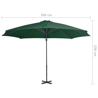 Cantilever Garden Parasol with Aluminium Pole Green 300 cm