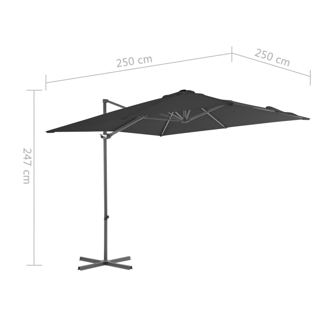 Cantilever Garden Parasol with Steel Pole Anthracite 250x250 cm