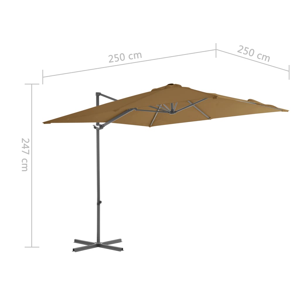 Cantilever Umbrella with Steel Pole Taupe 250x250 cm