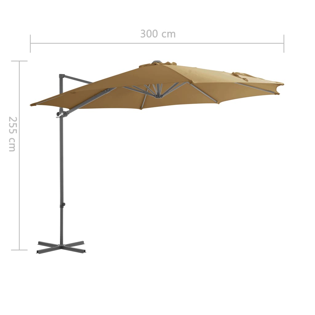 Cantilever Garden Parasol with Steel Pole Taupe 300 cm