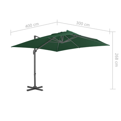 Cantilever Garden Parasol with Aluminium Pole 400x300 cm Green