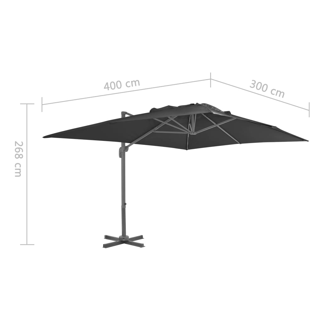 Cantilever Garden Parasol with Aluminium Pole 400x300 cm Anthracite