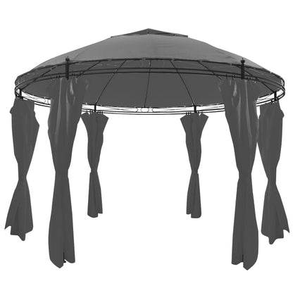 Gazebo with Curtains Round 3.5x2.7 m Anthracite