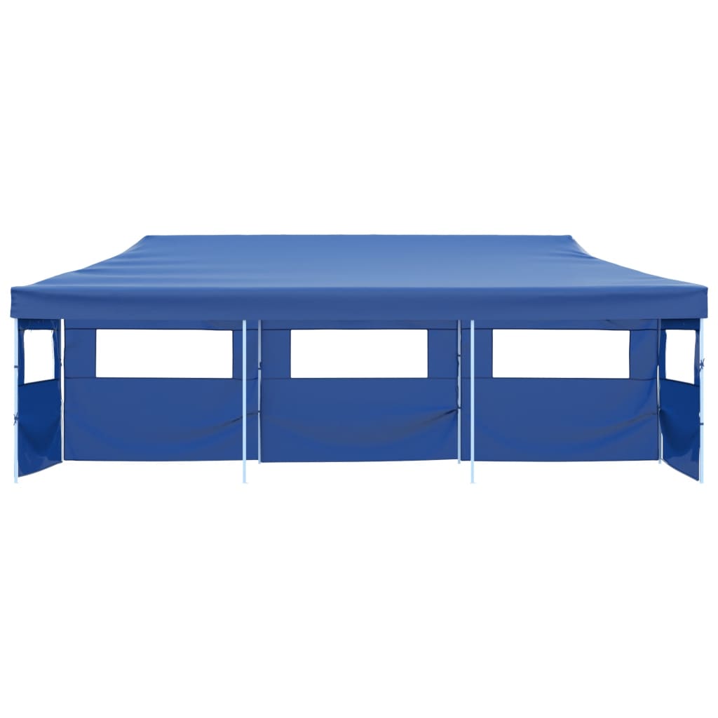 Folding Pop-up Party Tent with 5 Sidewalls 3x9 m Blue