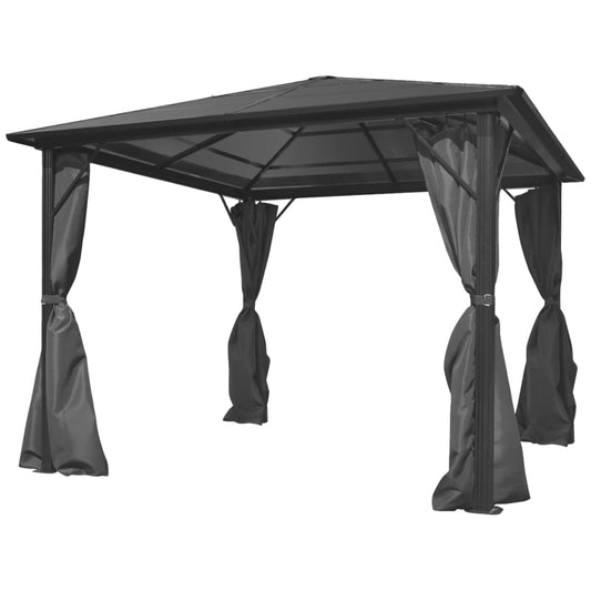 Gazebo with Curtain Anthracite Aluminium 300x300 cm