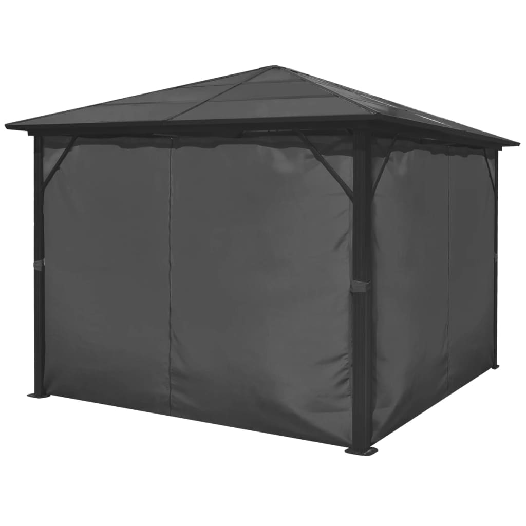 Gazebo with Curtain Anthracite Aluminium 300x300 cm