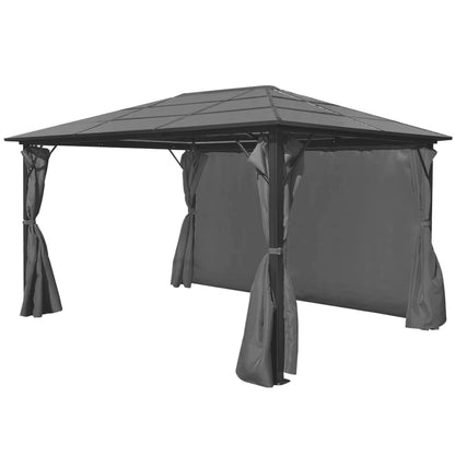 Gazebo with Curtain Anthracite Aluminium 400x300 cm