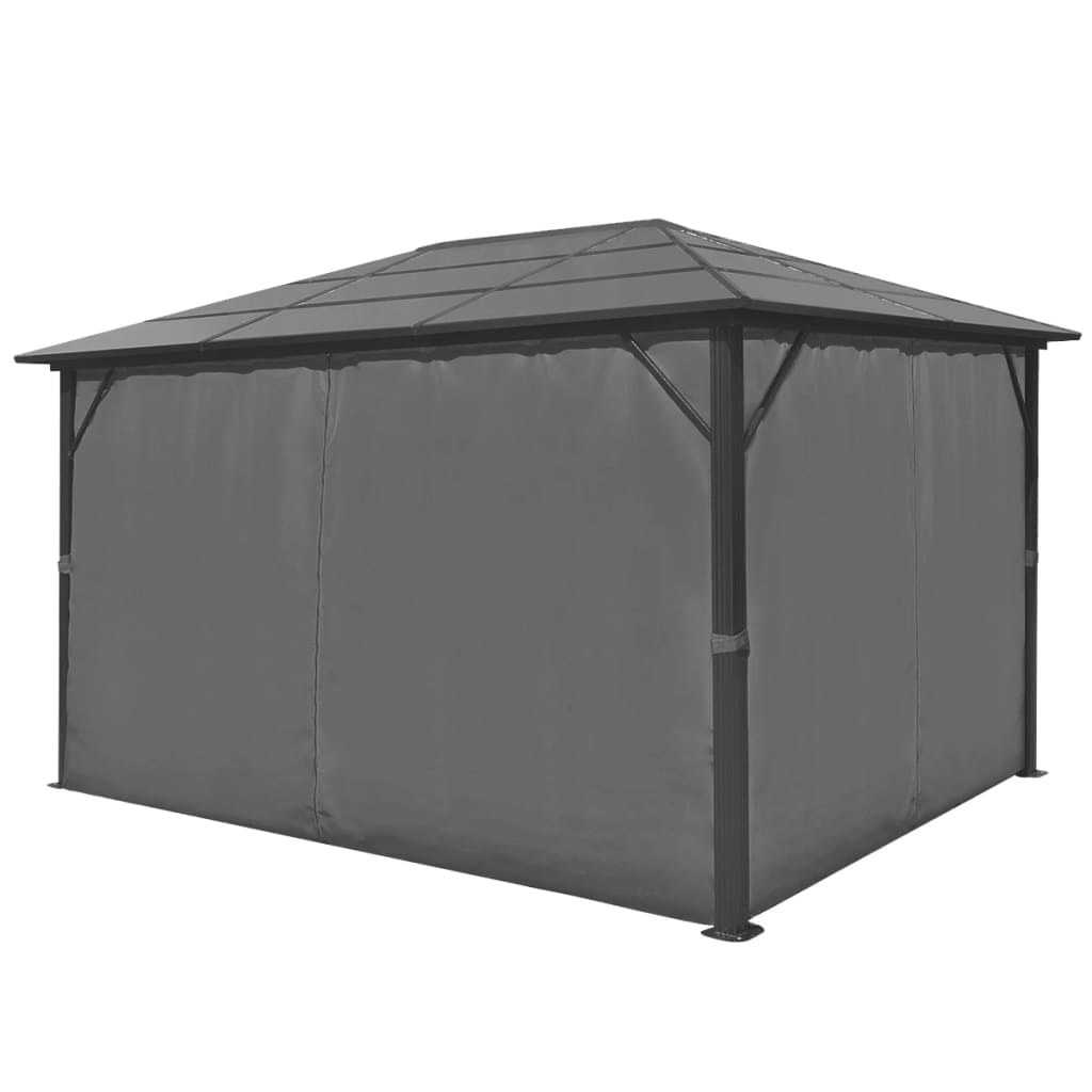 Gazebo with Curtain Anthracite Aluminium 400x300 cm