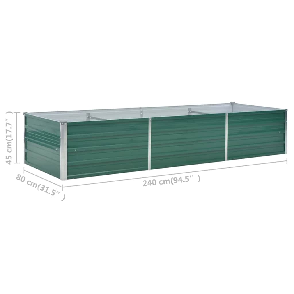 Garden Raised Bed Galvanised Steel 240x80x45 cm Green