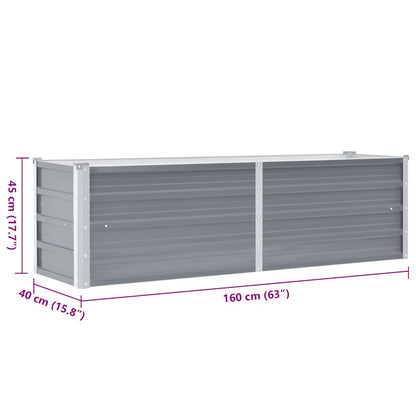 Garden Raised Bed Galvanised Steel 160x40x45 cm Grey