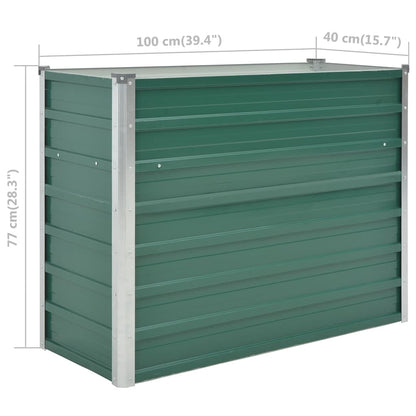 Garden Raised Bed Galvanised Steel 100x40x77 cm Green