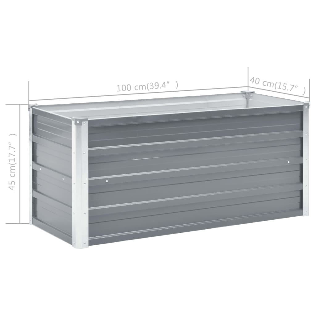 Garden Raised Bed Galvanised Steel 100x40x45 cm Grey