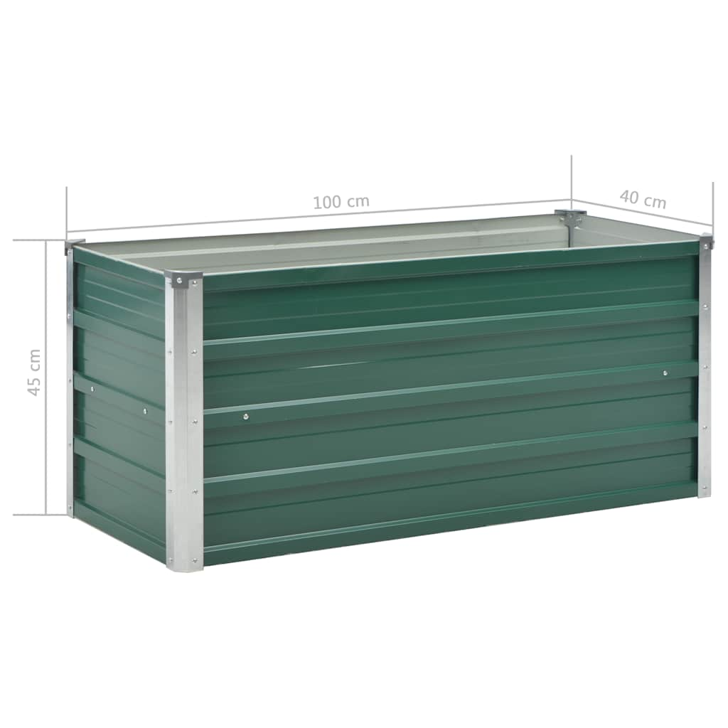 Garden Raised Bed Galvanised Steel 100x40x45 cm Green