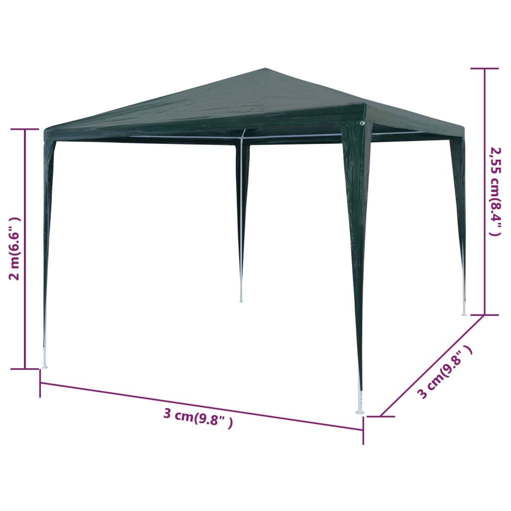 Party Tent 3x3 m PE Green