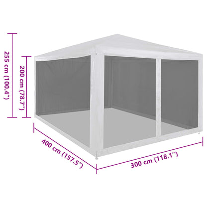 Party Tent with 4 Mesh Sidewalls 4x3 m