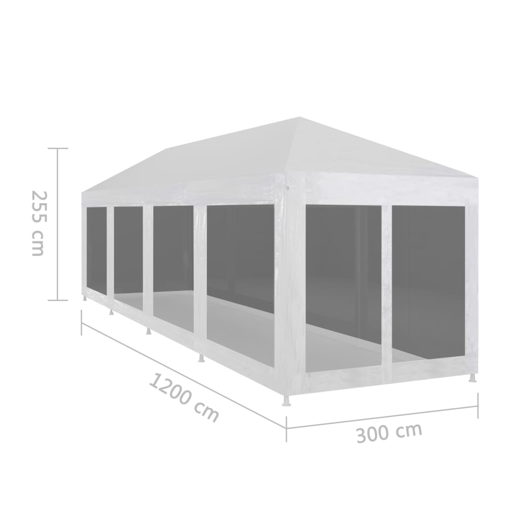 Party Tent with 10 Mesh Sidewalls 12x3 m