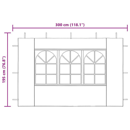 Partytent Sidewall 2 pcs with Window PE Blue