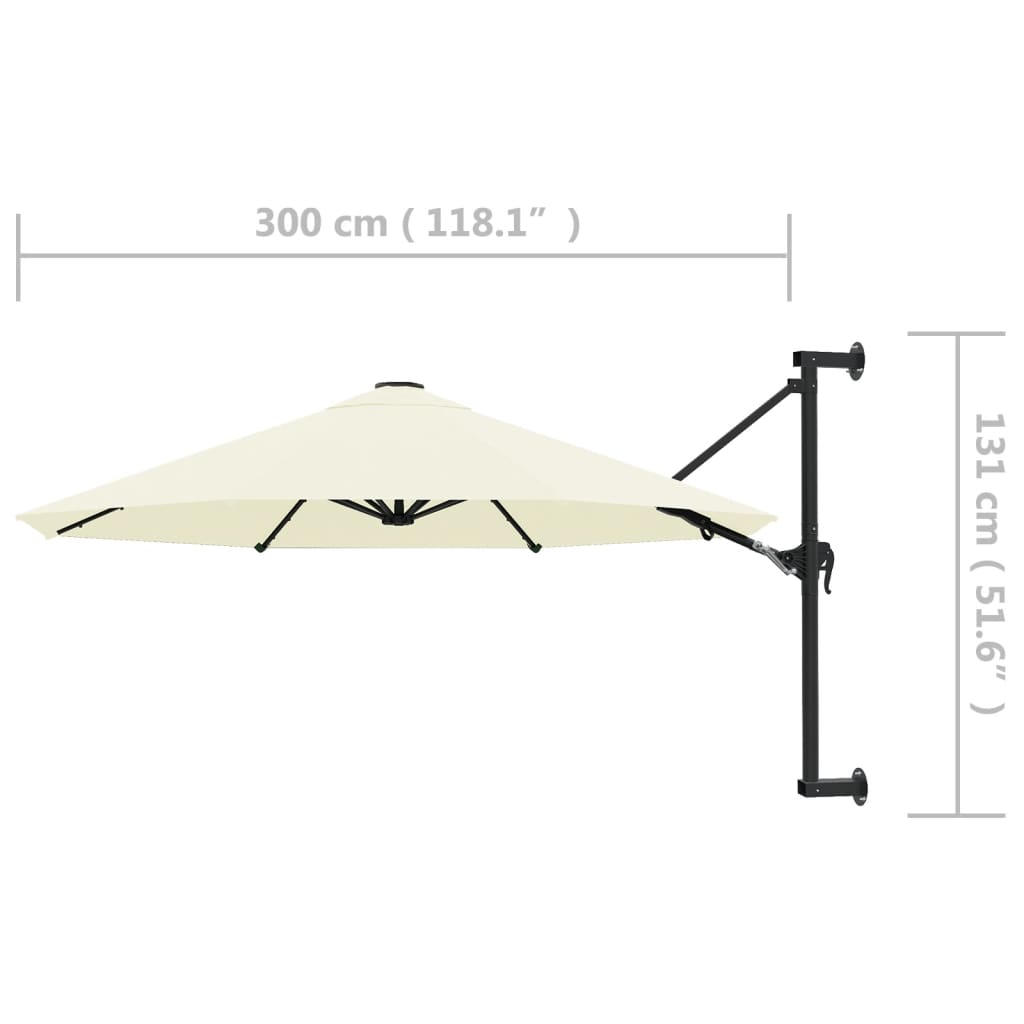 Wall-Mounted Parasol with Metal Pole 300 cm Sand