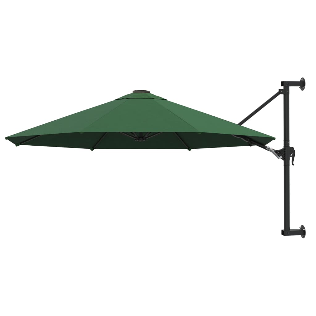 Wall-Mounted Garden Parasol with Metal Pole 300 cm Green