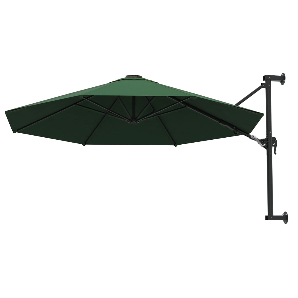 Wall-Mounted Garden Parasol with Metal Pole 300 cm Green