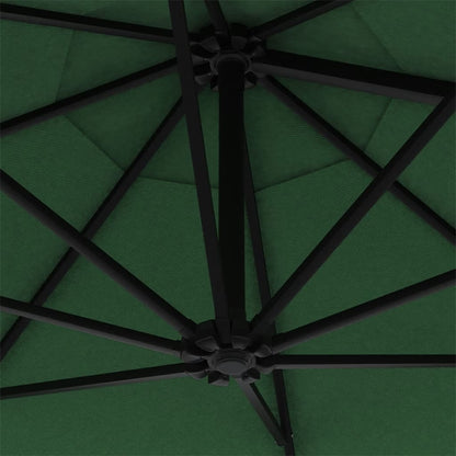 Wall-Mounted Garden Parasol with Metal Pole 300 cm Green