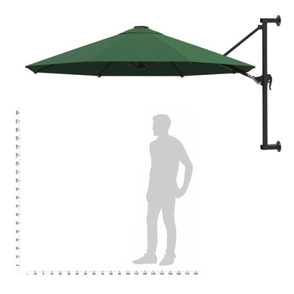 Wall-Mounted Garden Parasol with Metal Pole 300 cm Green