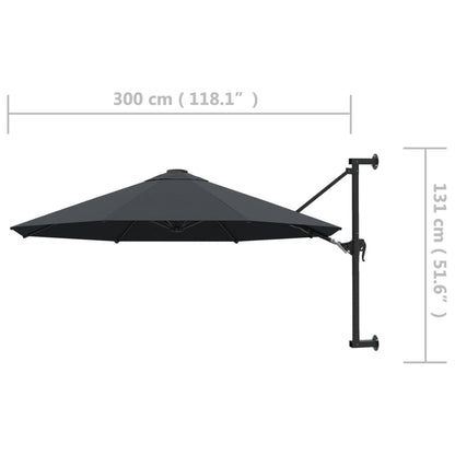 Wall-Mounted Garden Parasol with Metal Pole 300 cm Anthracite