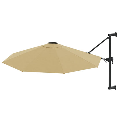 Wall-Mounted Garden Parasol with Metal Pole 300 cm Taupe