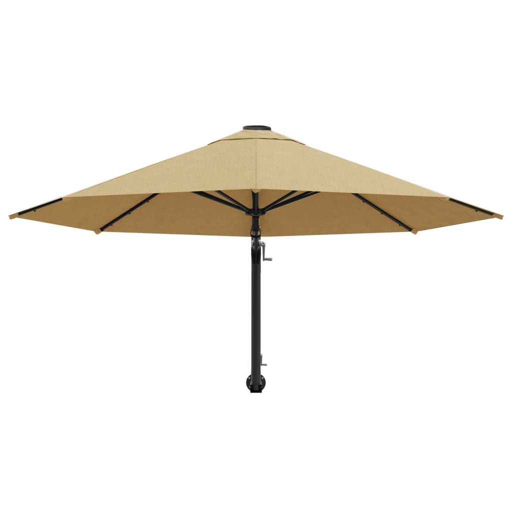 Wall-Mounted Garden Parasol with Metal Pole 300 cm Taupe