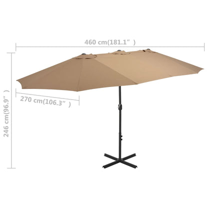 Garden Parasol with Aluminium Pole 460x270 cm Taupe