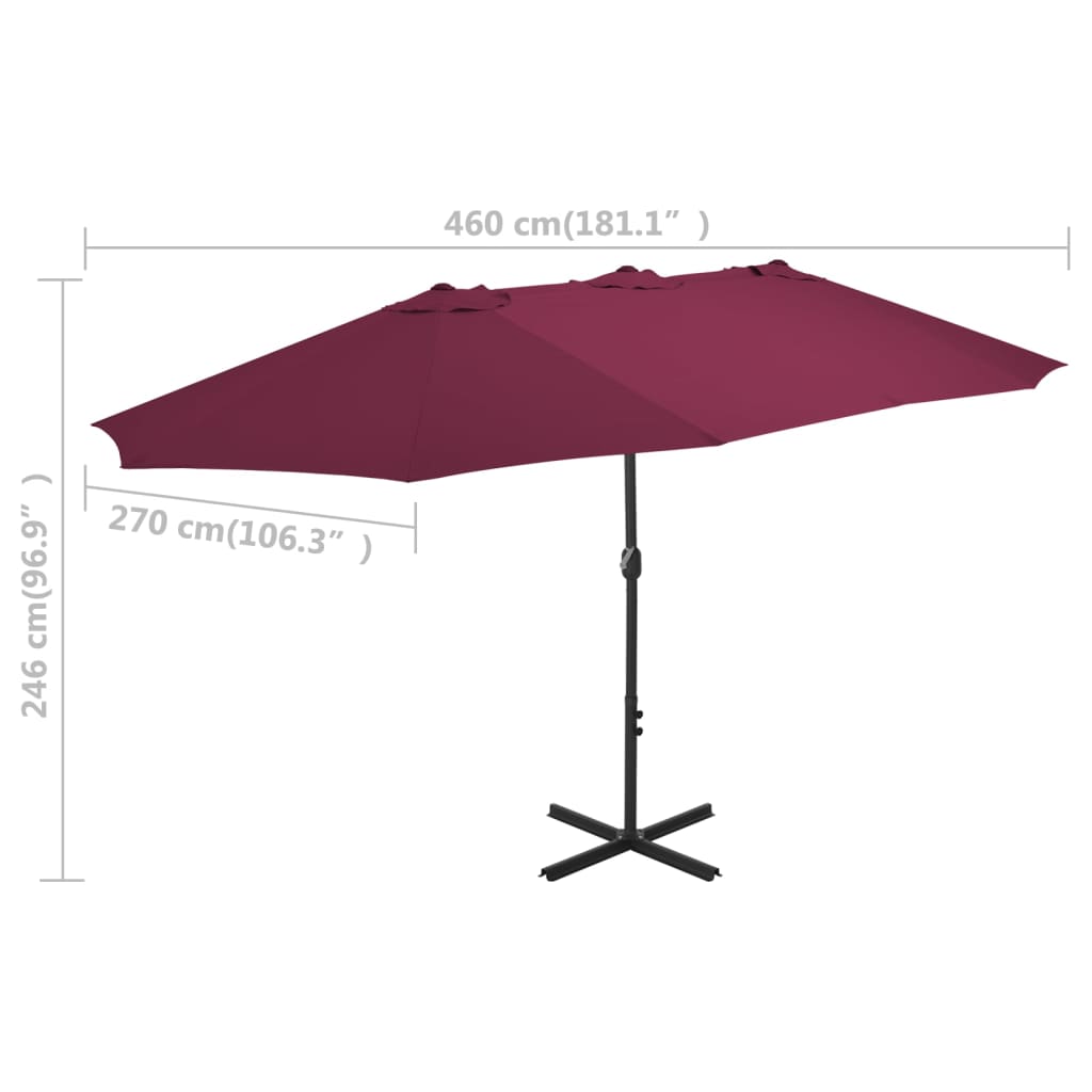 Garden Parasol with Aluminium Pole 460x270 cm Bordeaux Red