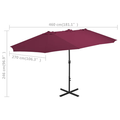 Garden Parasol with Aluminium Pole 460x270 cm Bordeaux Red