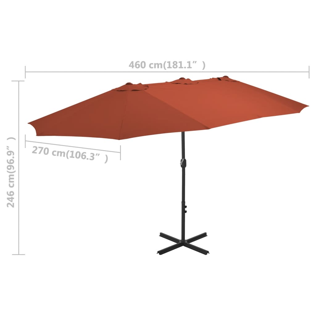 Garden Parasol with Aluminium Pole 460x270 cm Terracotta