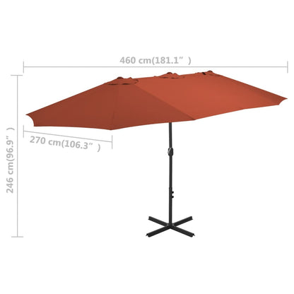 Garden Parasol with Aluminium Pole 460x270 cm Terracotta