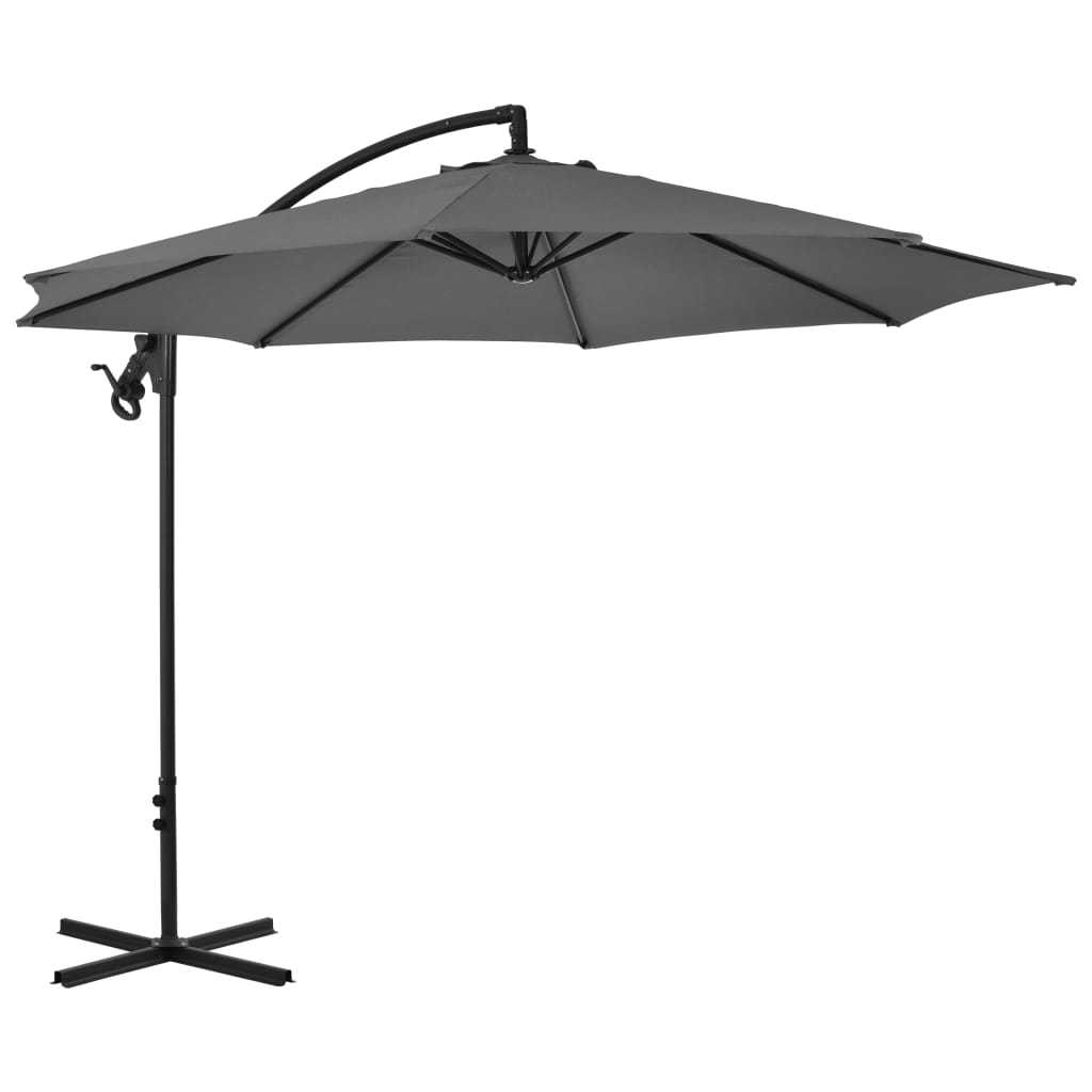 Cantilever Umbrella with Steel Pole 300 cm Anthracite