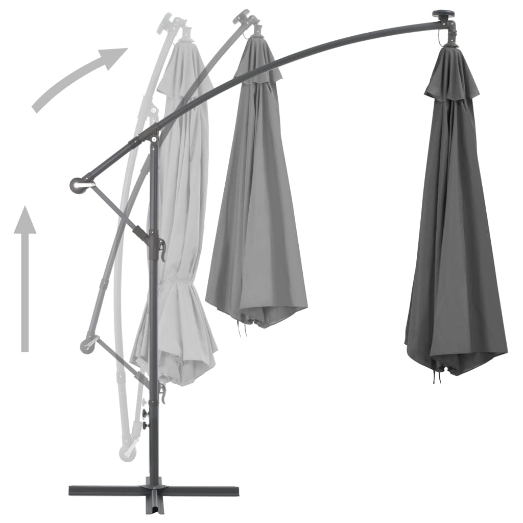 Cantilever Umbrella with Steel Pole 300 cm Anthracite